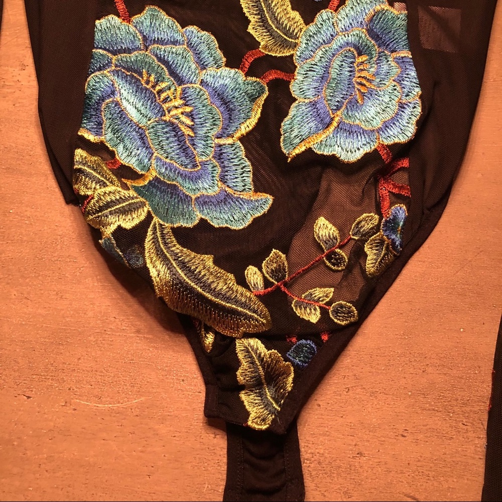Nasty Gal Blue Embroidered Bodysuit - Picture 9 of 10